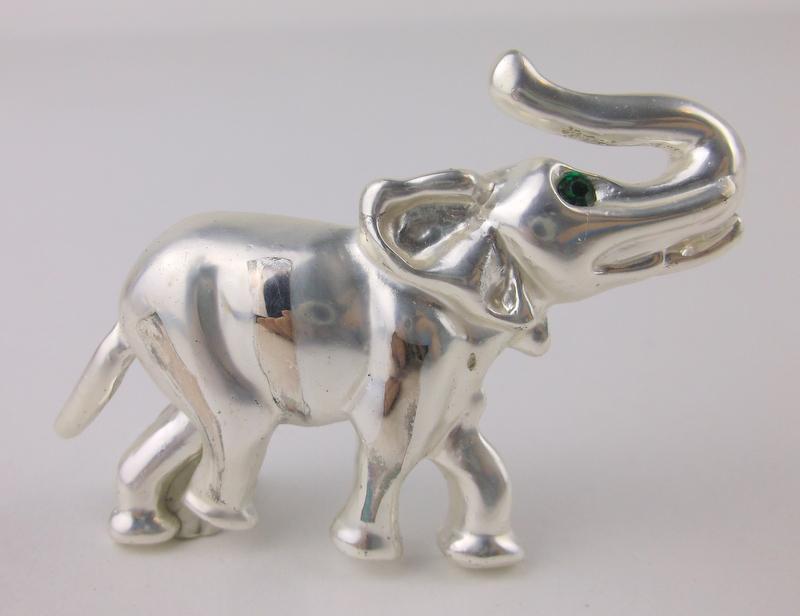 Stunning Enameled Rhinestone Elephant Brooch (1 of 1)