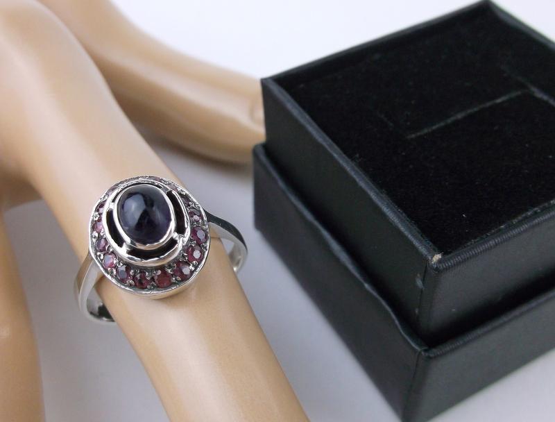 Vintage Boxed Sterling Ruby Amethyst Ring 9.5 (1 of 3)