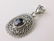 New Sterling Silver Bali Black Obsidian Pendant