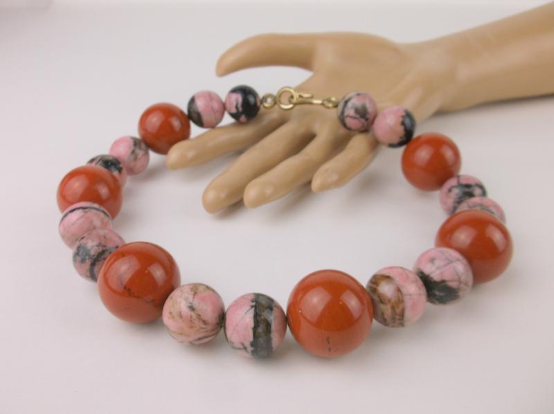 Incredible 1940s Navajo Jasper Rhodonite Necklace 18" (1 of 5)