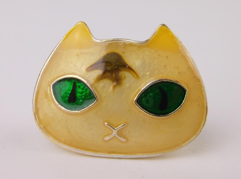 Stunning Enameled Cat Brooch (1 of 1)