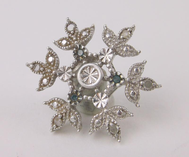 Stunning Sterling Blue White Diamond Pendant Snowflake (1 of 2)