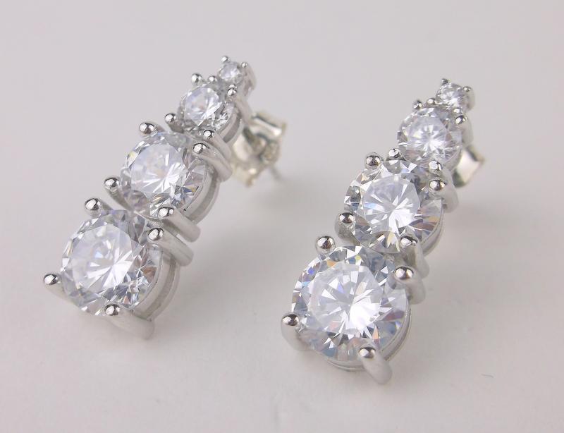 New Sterling Silver Tiered Stud Earrings (1 of 1)
