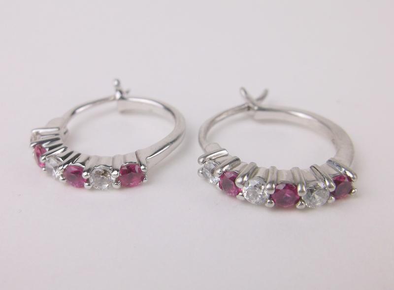 Stunning Sterling Silver Ruby Hoop Earrings (1 of 1)