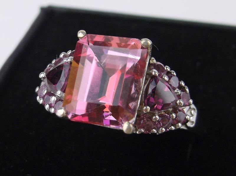 New Boxed Sterling Pink Topaz Amethyst Ring 9 (1 of 3)