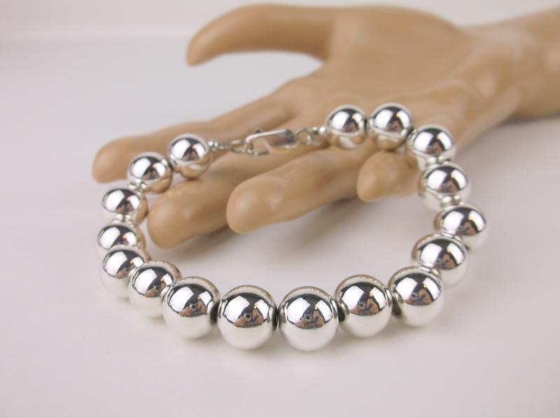 Stunning Large Sterling Silver Ball Bracelet 7.5" (1 of 2)