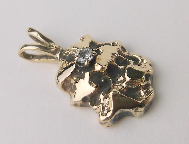 Stunning 14kt Gold Diamond Nugget Pendant (1 of 1)