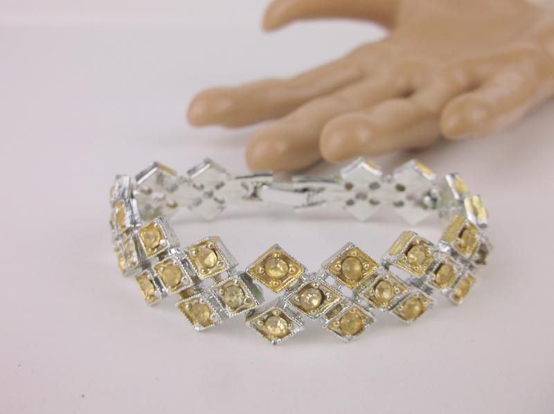 Gorgeous Antique 1950s Rhinestone Bracelet 6.5" (1 of 2)