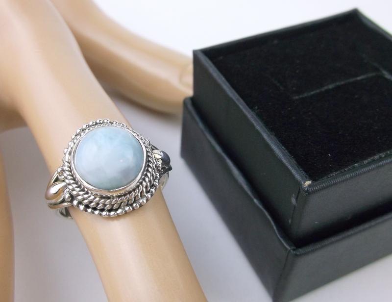 New Boxed Sterling Silver Larimar Ring Size 7 (1 of 2)