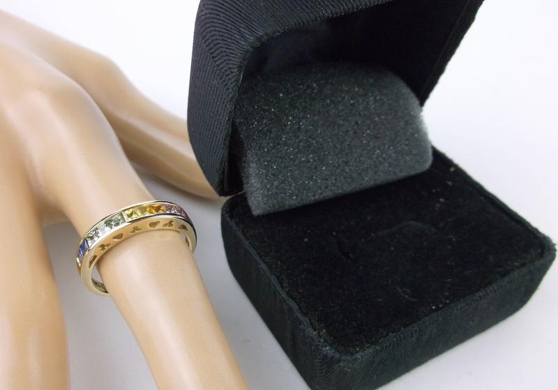 Samuel Aaron New 14kt Gold Ruby Sapphire Ring 8 Boxed (1 of 4)