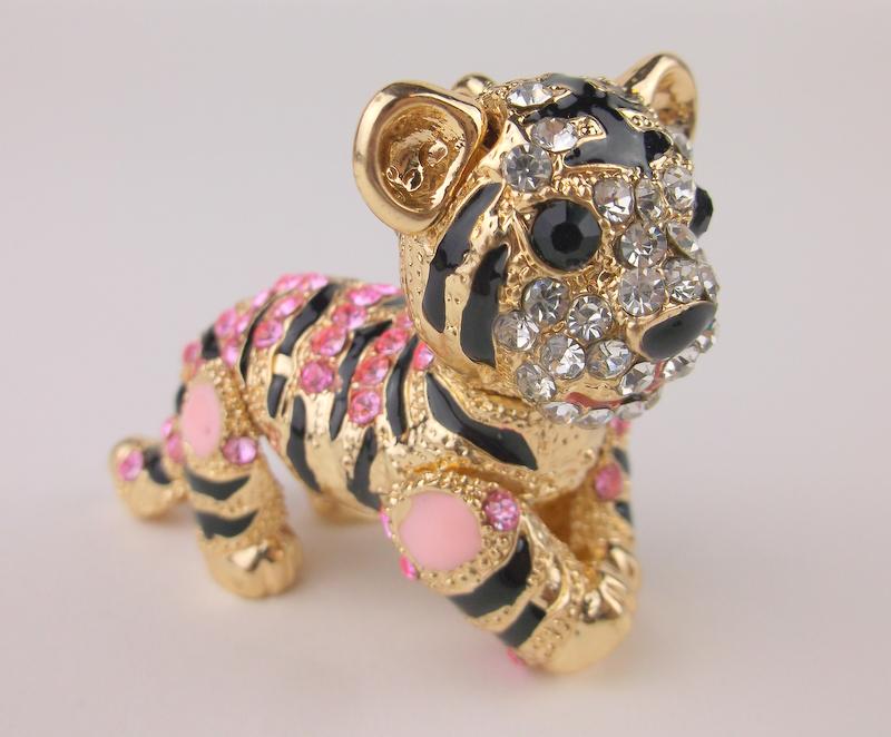 Stunning Large Enameled Rhinestone Tiger Pendant (1 of 3)