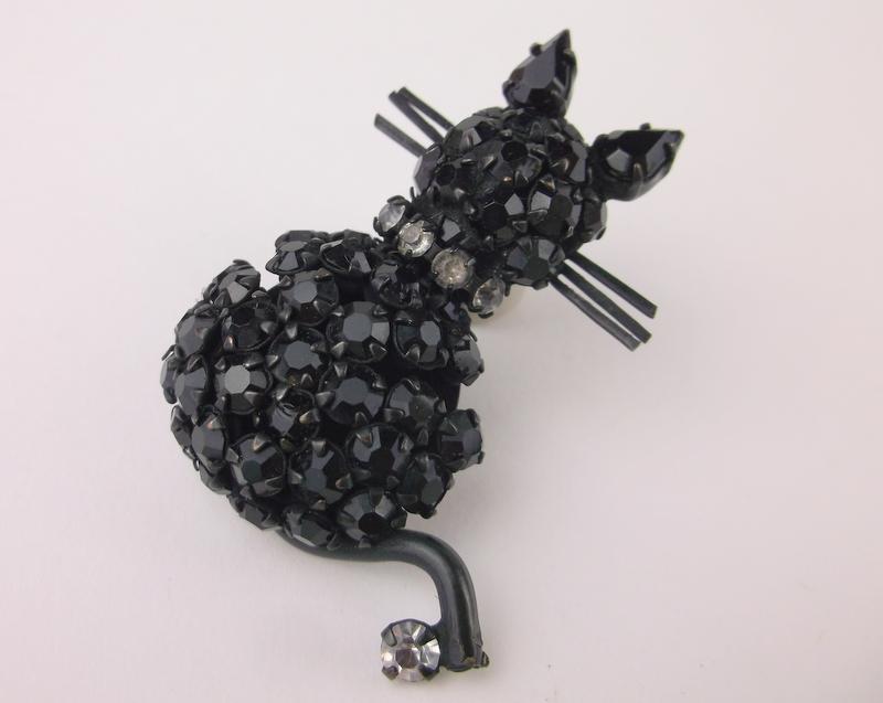Stunning Vintage Enameled Warner Cat Brooch Rhinestone (1 of 3)