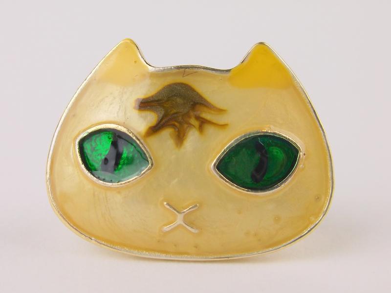 Stunning Enameled Cat Brooch (1 of 1)