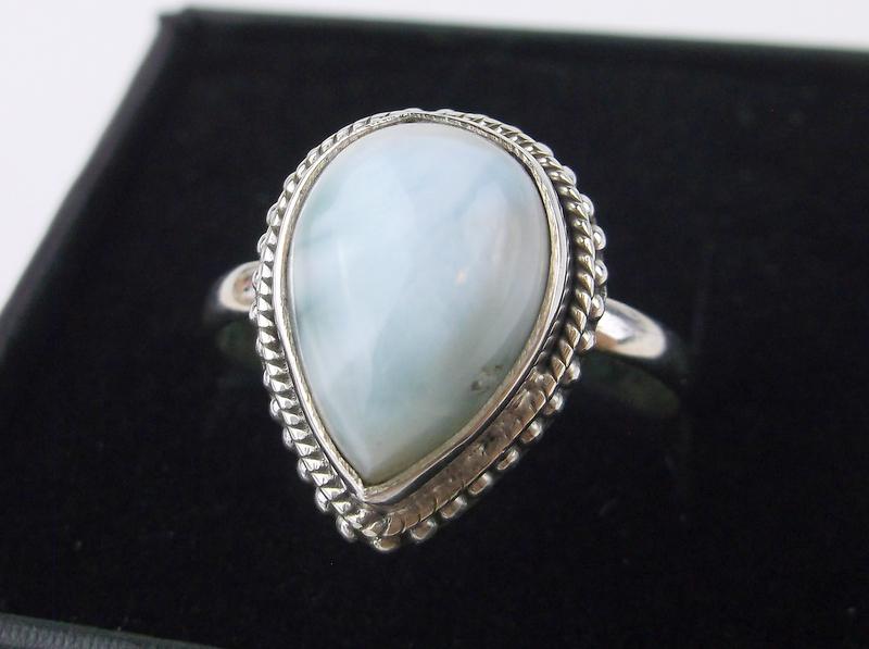 New Boxed Sterling Silver Larimar Ring Size 9 (1 of 2)