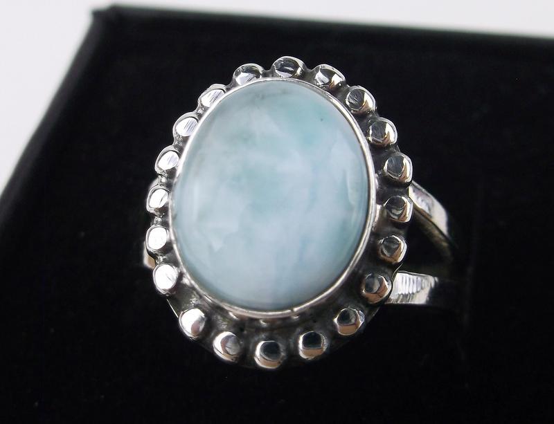 New Boxed Sterling Silver Larimar Ring Size 7 (1 of 2)