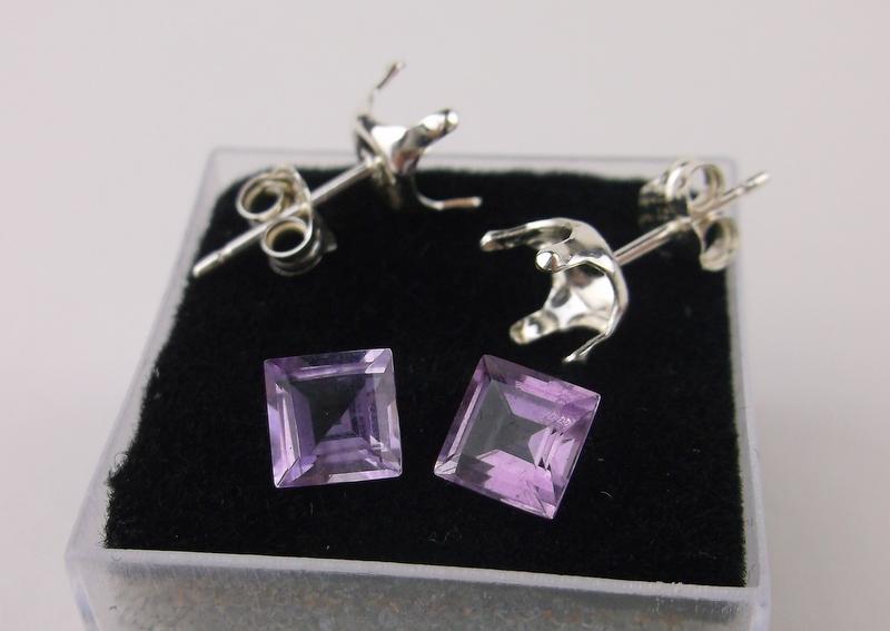 Sterling Amethyst Gemstone Earrings For Mounting (1 of 1)