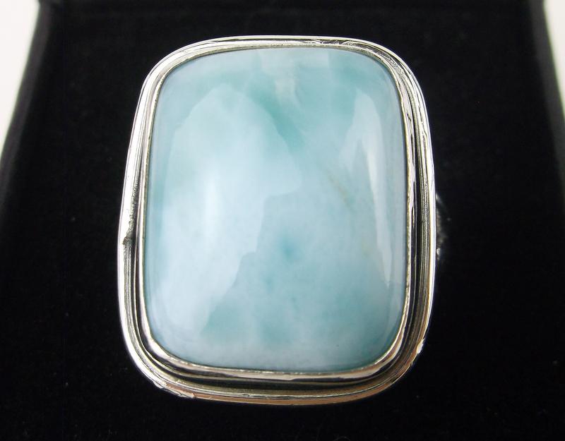 New Boxed Large Sterling Silver Larimar Ring Size 9 (1 of 2)