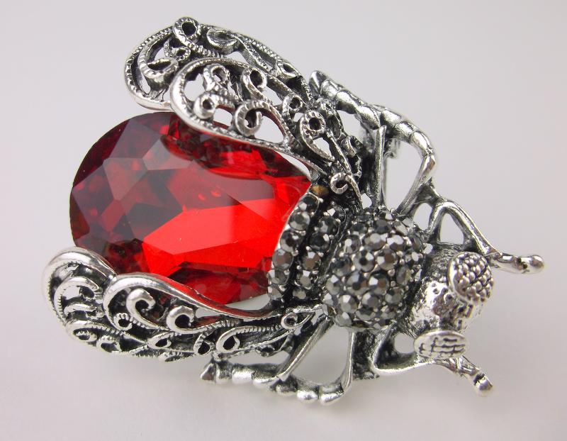 Stunning Large Enameled Rhinestone Insect Brooch (1 of 1)