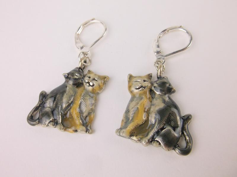 New Enameled Cat Drop Earrings (1 of 1)