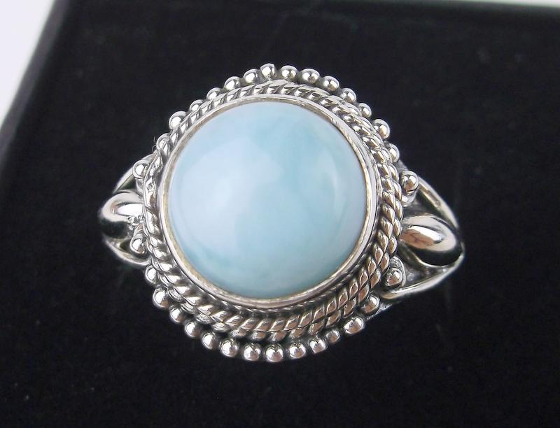 New Boxed Sterling Silver Larimar Ring Size 7 (1 of 2)