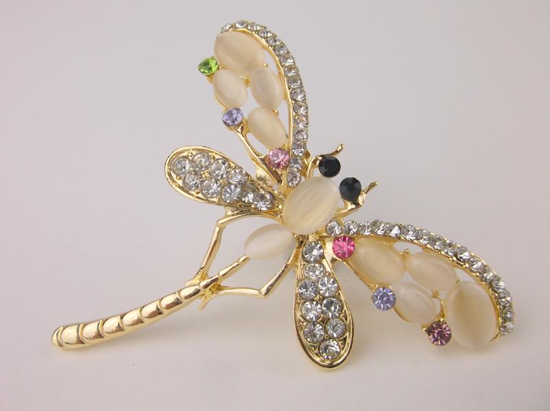 Stunning Enameled Rhinestone Dragonfly Brooch (1 of 1)