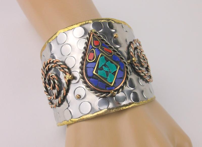 Stunning Large Southwestern Rain Drop Cuff Bracelet (1 of 3)