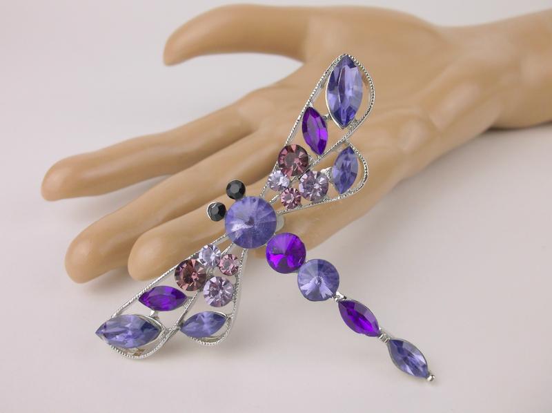 Stunning Large Enameled Rhinestone Dragonfly Brooch (1 of 1)