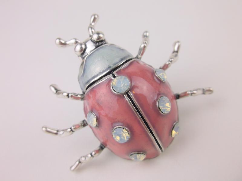 Stunning Large Enameled Rhinestone Ladybug Brooch (1 of 1)