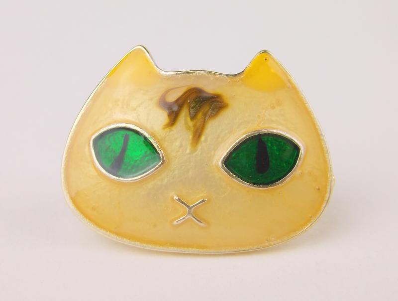 Stunning Enameled Cat Brooch (1 of 1)
