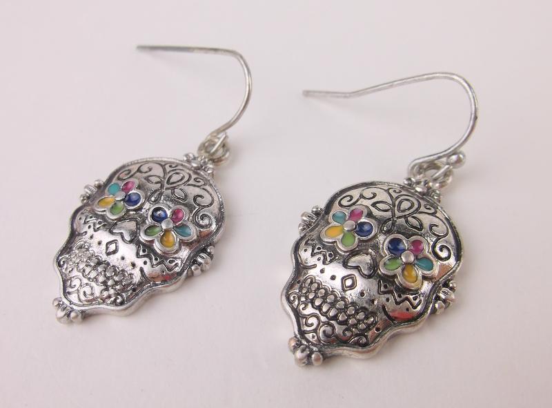 New Enameled Skull Drop Earrings (1 of 1)
