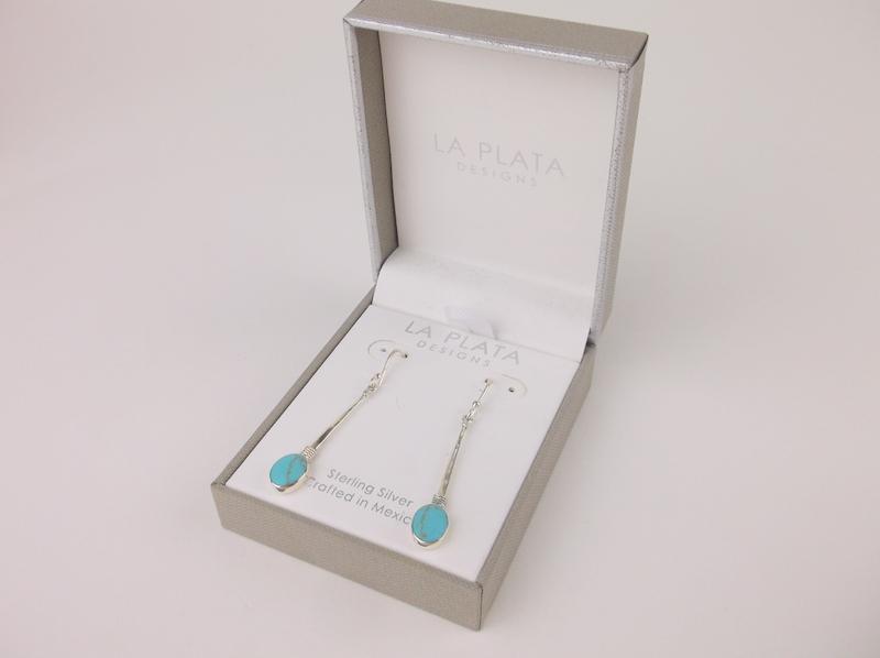 New Large Boxed Sterling Silver Turquoise Drop Earrings (1 of 2)