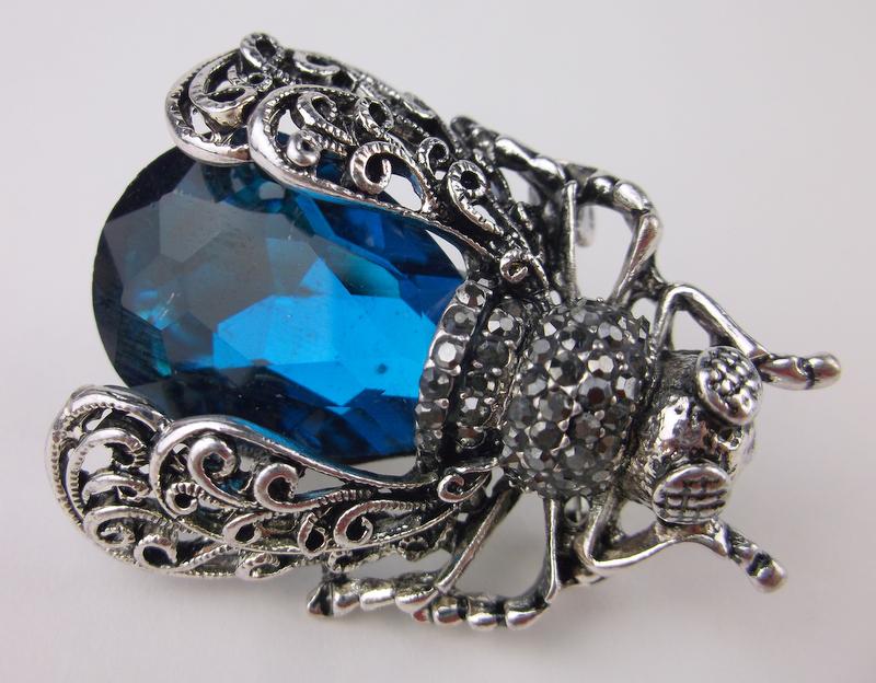 Stunning Large Enameled Rhinestone Bee Insect Brooch (1 of 1)