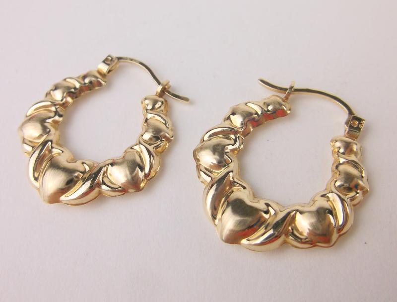 Stunning Vintage 10kt Gold Drop Hoop Earrings (1 of 2)