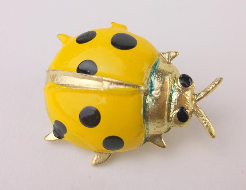 Gorgeous Antique 1960s Enameled Ladybug Brooch (1 of 1)