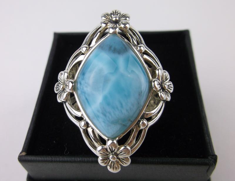New Boxed Sterling Silver Larimar Ring Size 5 (1 of 3)