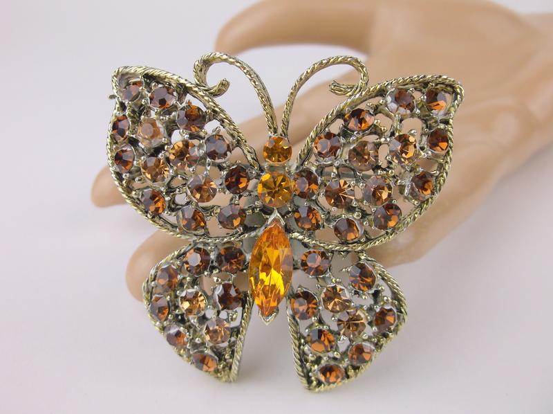 Stunning Large Antique Rhinestone Butterfly Brooch (1 of 2)