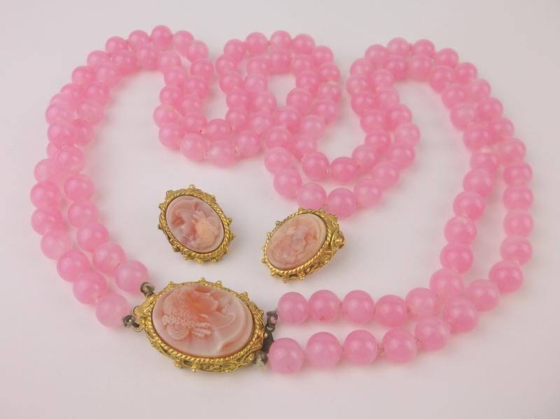 Incredible Antique Cameo Necklace Earrings Set 22" (1 of 4)