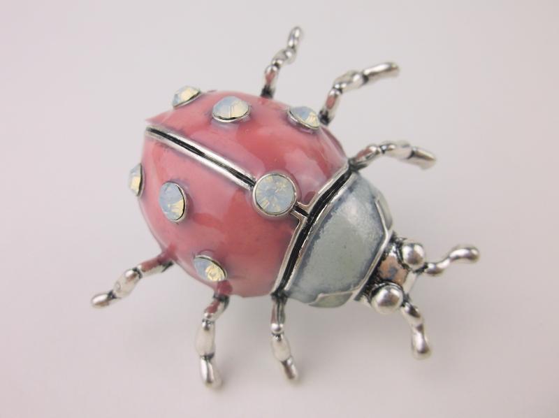 Stunning Large Enameled Rhinestone Ladybug Brooch (1 of 1)