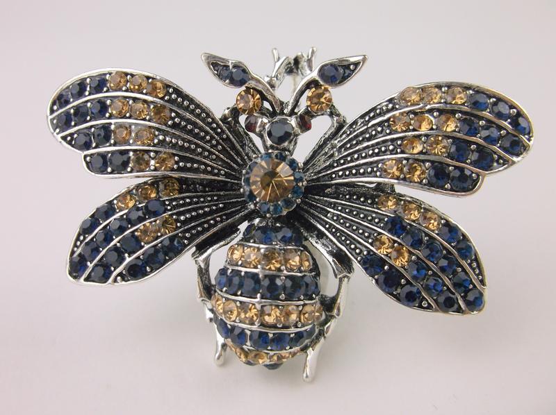 Stunning Enameled Rhinestone Bee Insect Brooch (1 of 1)