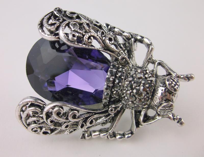 Stunning Large Enameled Rhinestone Bee Insect Brooch (1 of 1)