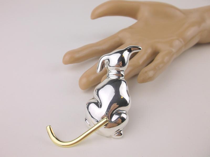 Large Vint Taxco Laton Sterling Dog Brooch Tail Moves (1 of 4)