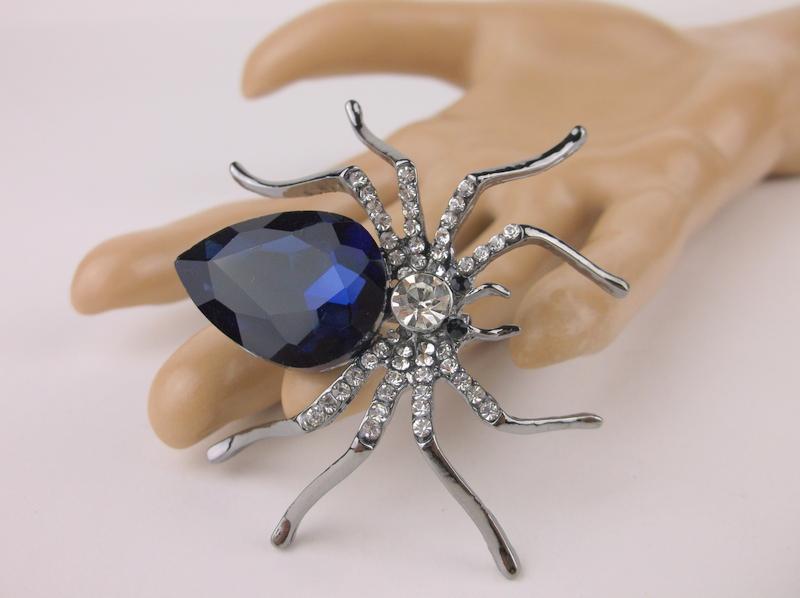 Stunning Large Enameled Rhinestone Spider Brooch (1 of 1)