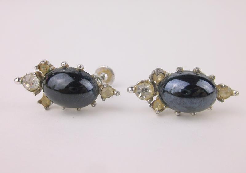 Gorgeous Antique Bogoff Rhinestone Earrings (1 of 2)