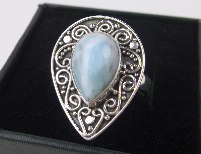 New Boxed Sterling Silver Larimar Ring Size 6.5 (1 of 2)
