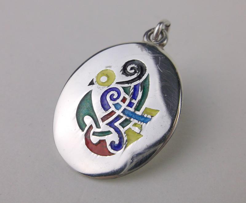 Stunning Sterling Silver Enameled Bird Pendant (1 of 1)