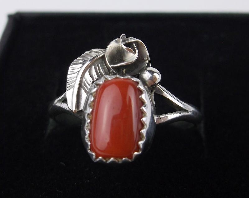 Carolynn Nez Navajo Sterling Red Coral Ring 6 Boxed (1 of 2)