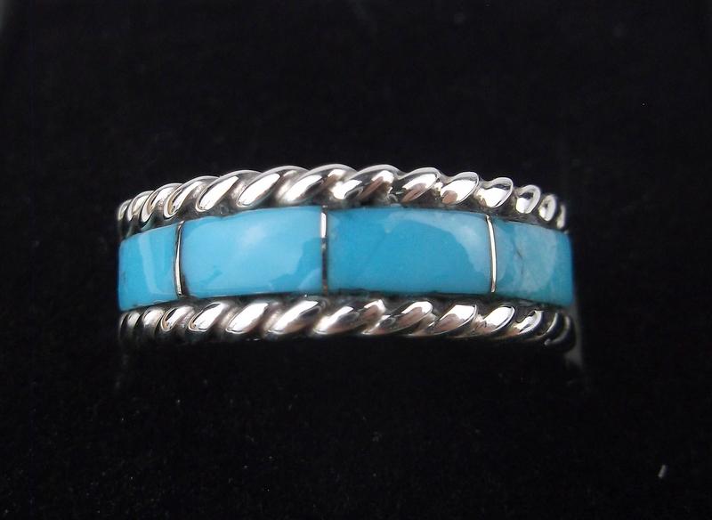 Navajo Calvin Spencer Sterling Silver Turquoise Ring 6 (1 of 2)