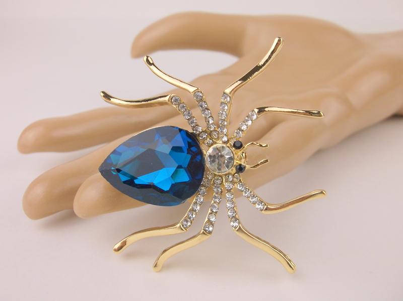 Stunning Large Enameled Rhinestone Spider Brooch (1 of 1)