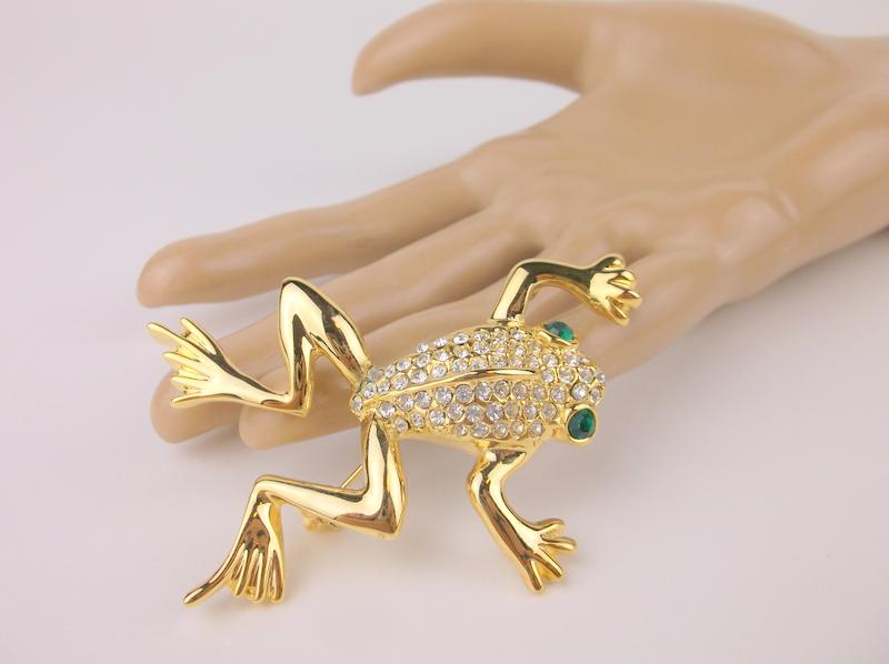 Stunning Large Vintage Rhinestone Tree Frog Brooch (1 of 1)