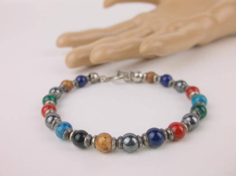 Gorgeous Sterling Silver Healing Gemstone Bracelet 7.5" (1 of 1)